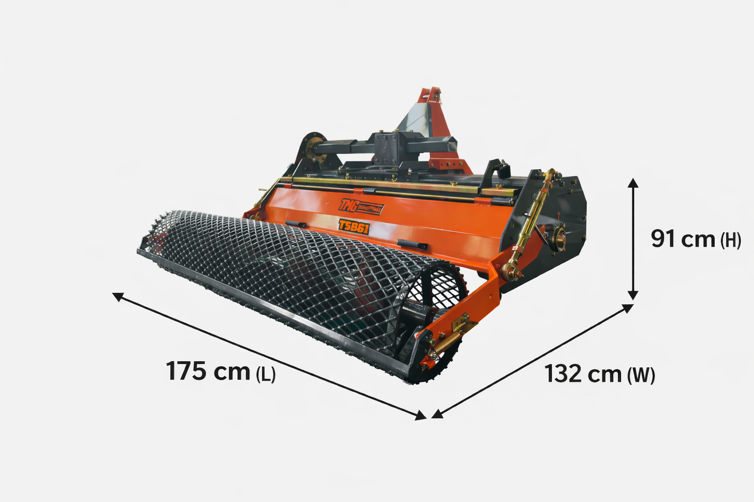 1550 mm Rotary Tiller Stone Burier, 120 mm Tilling Depth, 3 Point Hitch CAT I, 35 - 45HPTractor, TMG-TSB61-specifications-image