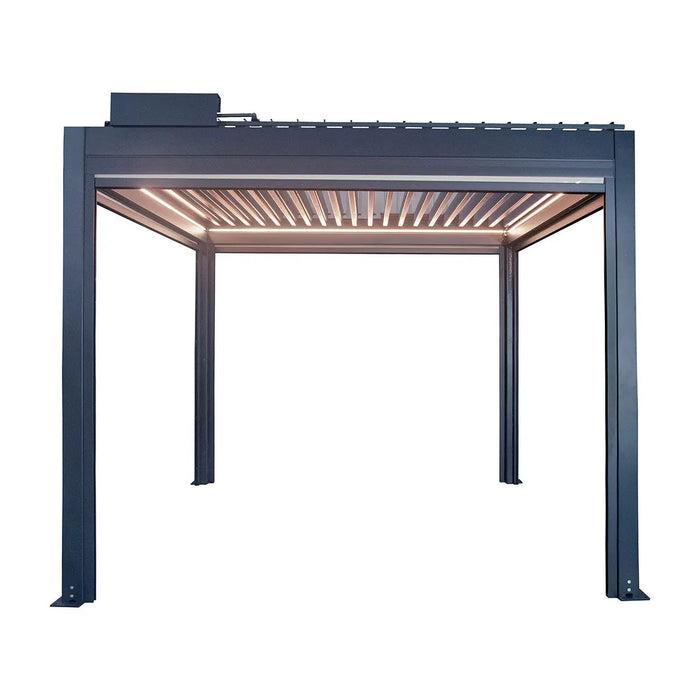 10′ × 10′ (3 × 3 m) Aluminum Louver Roof Slatted Pergola with Motorized Retractable Side Screens, TMG-LPG11-PRO TMG Industrial