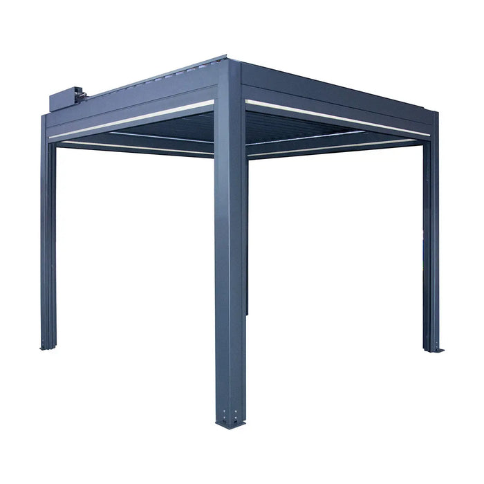 10′ × 10′ (3 × 3 m) Aluminum Louver Roof Slatted Pergola with Motorized Retractable Side Screens, TMG-LPG11-PRO TMG Industrial