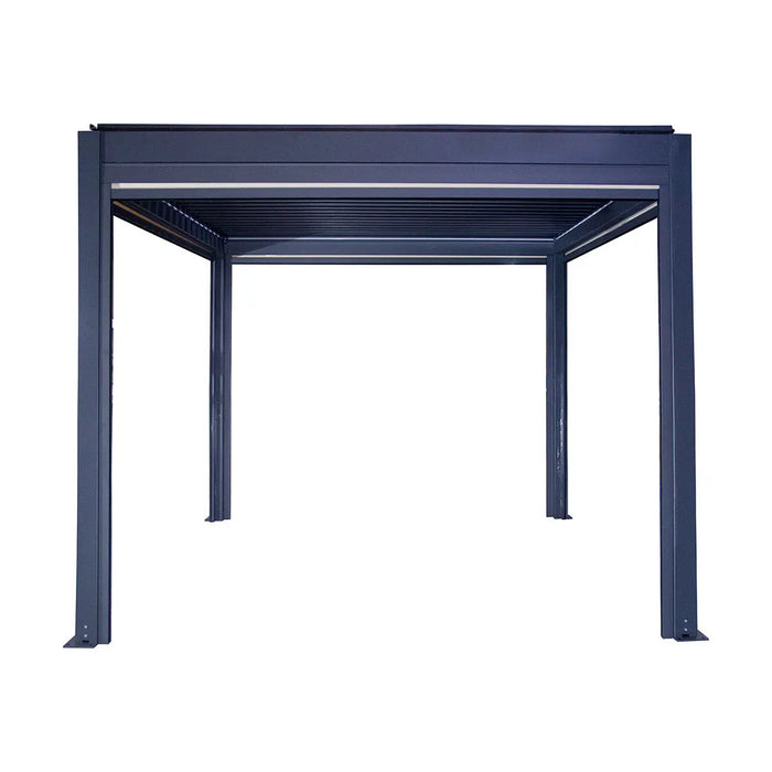 10′ × 10′ (3 × 3 m) Aluminum Louver Roof Slatted Pergola with Motorized Retractable Side Screens, TMG-LPG11-PRO TMG Industrial