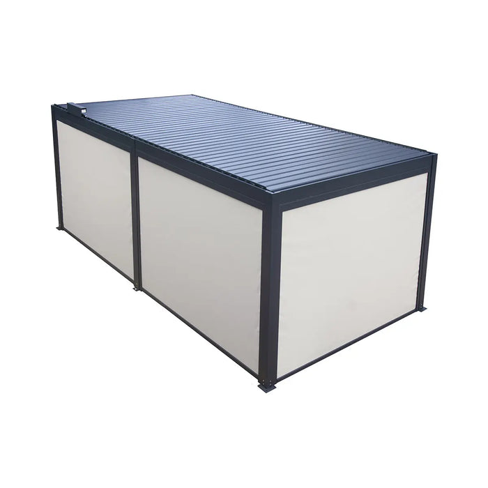 10′ × 20′ (3 × 5.8 m) Aluminum Louver Roof Slatted Pergola with Motorized Retractable Side Screens, TMG-LPG21-PRO TMG Industrial