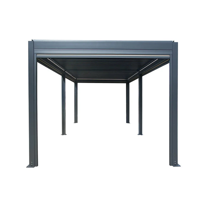 10′ × 20′ (3 × 5.8 m) Aluminum Louver Roof Slatted Pergola with Motorized Retractable Side Screens, TMG-LPG21-PRO TMG Industrial