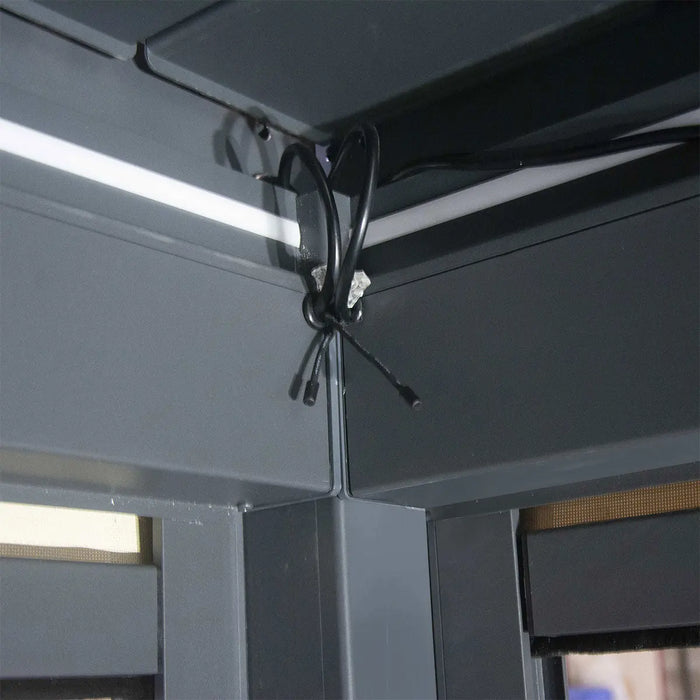 10′ × 20′ (3 × 5.8 m) Aluminum Louver Roof Slatted Pergola with Motorized Retractable Side Screens, TMG-LPG21-PRO TMG Industrial