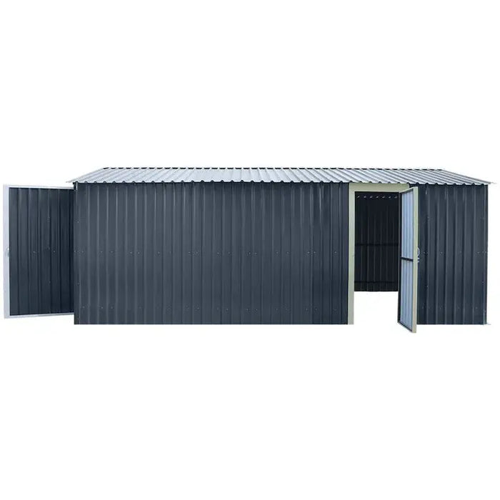 Pro Series 3 x 6 m Metal Garage Shed with Double Front Doors and Side Entry Door, 2.4 m Peak Height TMG-MS1020B TMG Industrial Australia