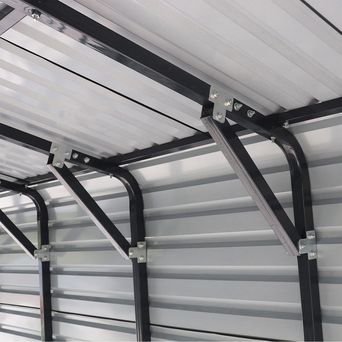 TMG-MSB1230 12' x 30' Metal Shed Boat Shelter with 12.5' peak height and 10.5' sidewall height, galvanized steel frame and metal roof panels