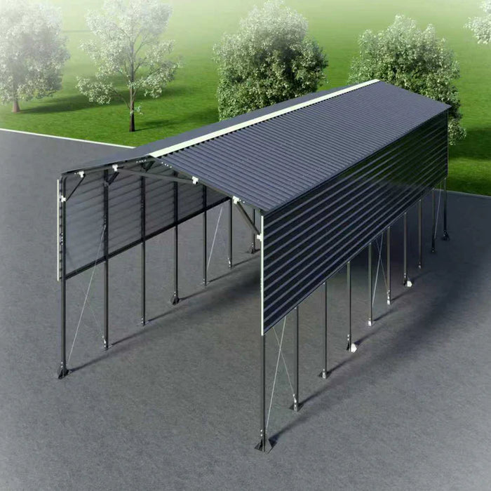TMG-MSB1240 12' x 40' metal shed boat shelter, 12.3' peak height, 11.0' clearance