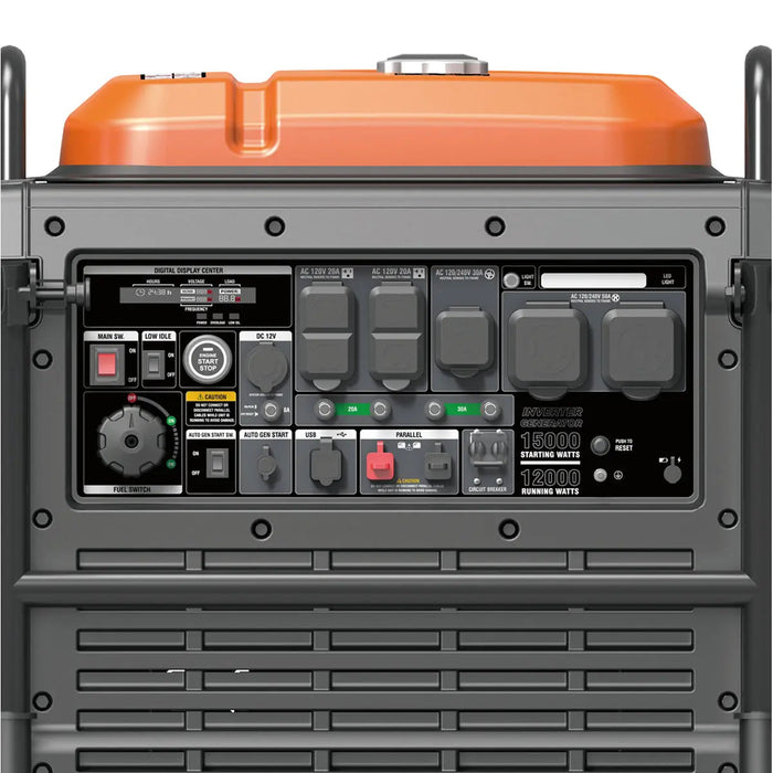 15 000 watin digitaalinen invertterigeneraattori, kannettava generaattori, 10 tunnin käyttöaika 50 %:n kuormituksella, EPA-yhteensopiva, TMG-GDI150
