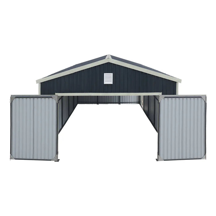 TMG-MS1624A 16' x 24' metal garage shed with swing front and side doors and 10'6" peak height

