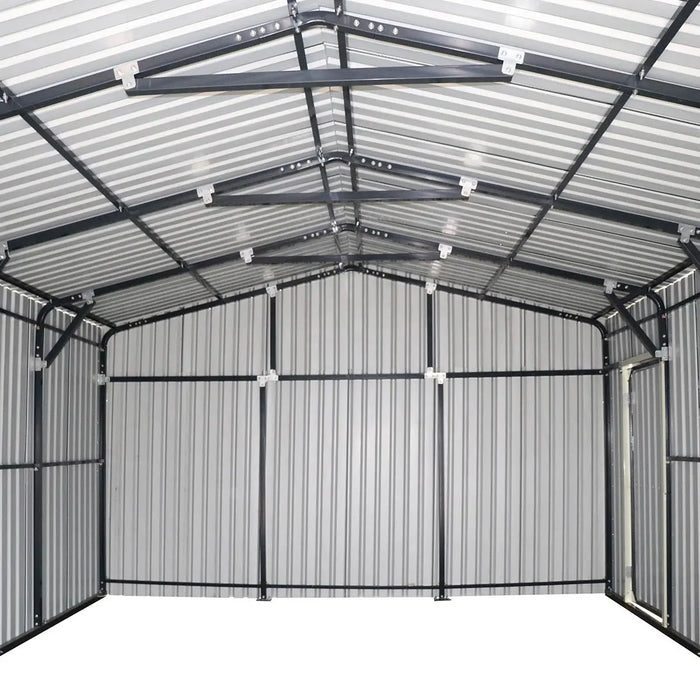 TMG-MS1624A 16' x 24' metal garage shed with swing front and side doors and 10'6" peak height

