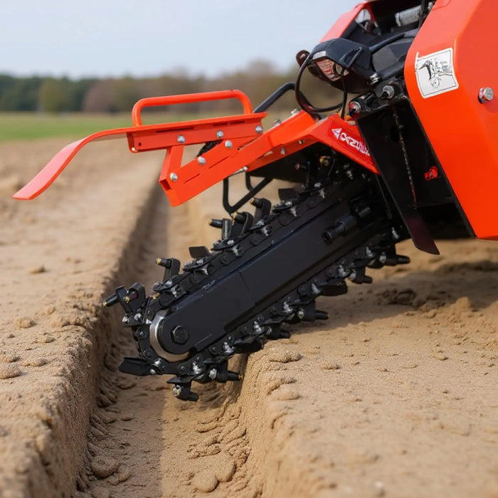 18" Kohler Powered Trenching Machine Trencher, 4" Trench Width, 18" Trench Depth, 7 HP Gasoline Engine, Auto-Feed Auger TMG-GT418 TMG Industrial