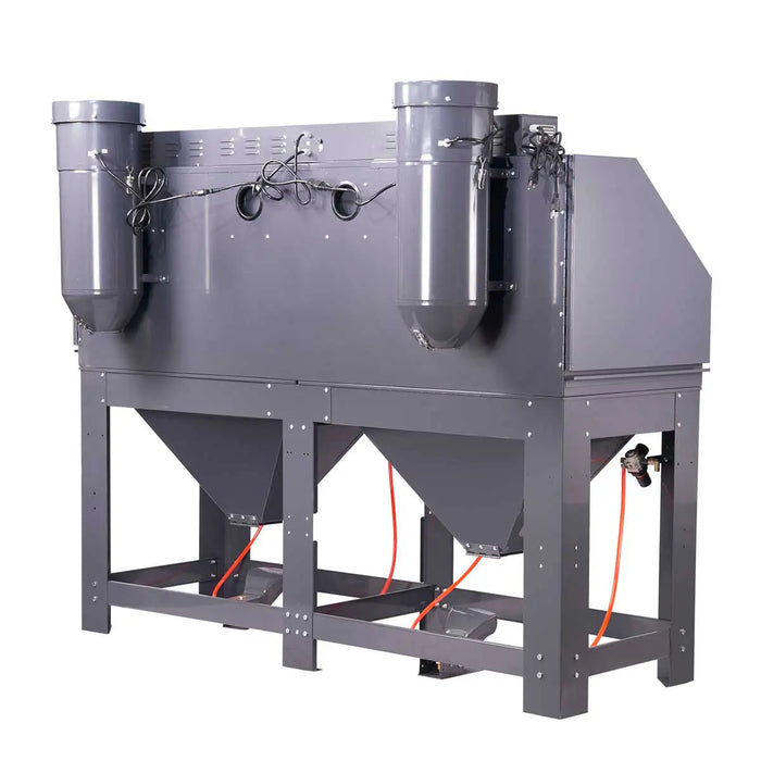 235-gallon dual station cabinet sandblaster with ETL certified vacuum system, side-by-side dual operator design, foot pedal control, and large viewing windows – TMG-ABC88.