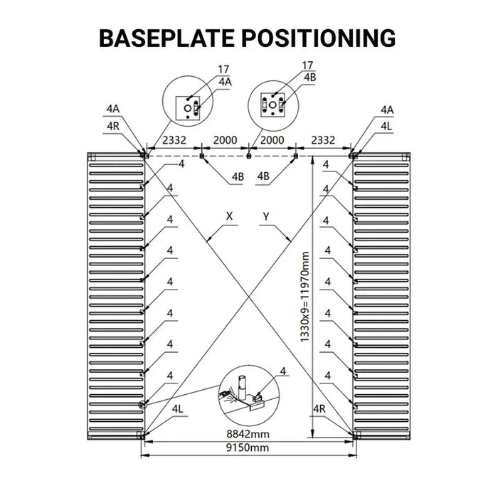 TMG-ST3042CVF 30x40 container shelter with end wall & partial front drop
