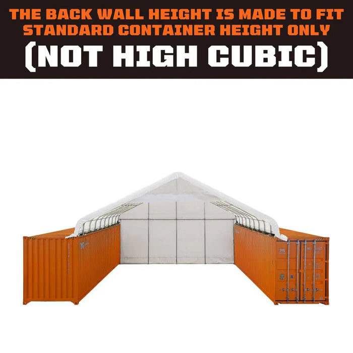 TMG-ST3042CVF 30x40 container shelter with end wall & partial front drop
