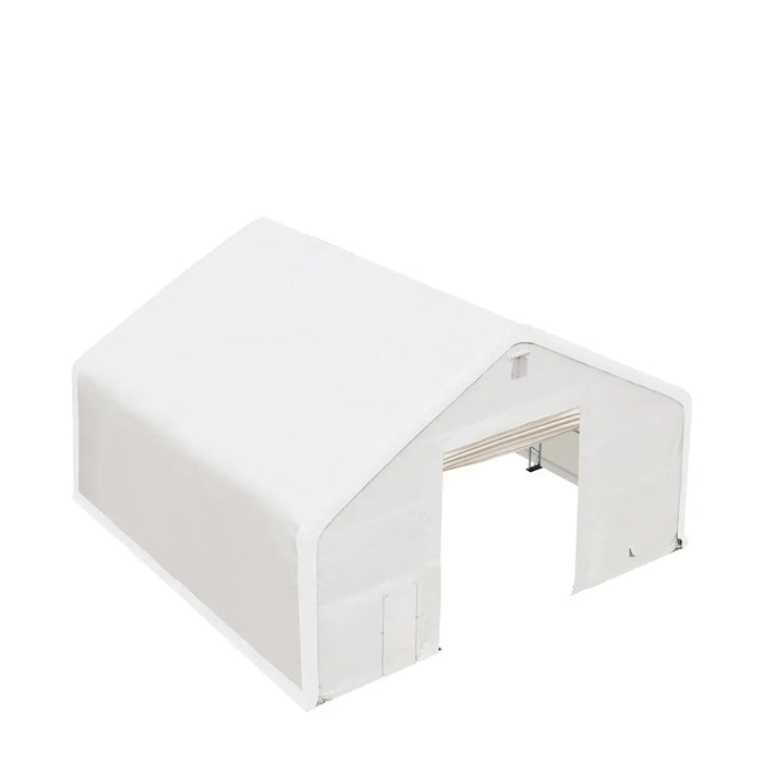 40' x 40' kaksoisristikkorakenteinen varastohalli, jossa on kestävä 21 unssin PVC-katos ja läpiajo-ovet, TMG-DT4041