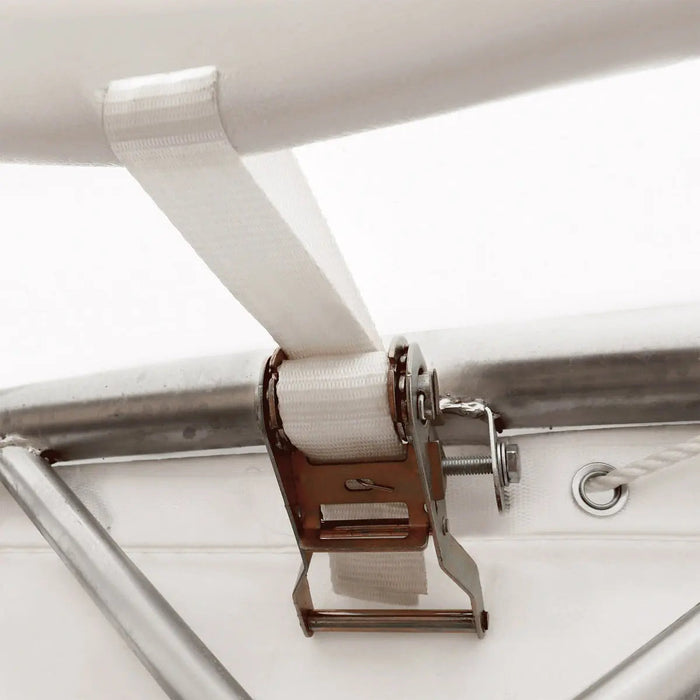 40' x 40' kaksoisristikkorakenteinen varastohalli, jossa on kestävä 21 unssin PVC-katos ja läpiajo-ovet, TMG-DT4041