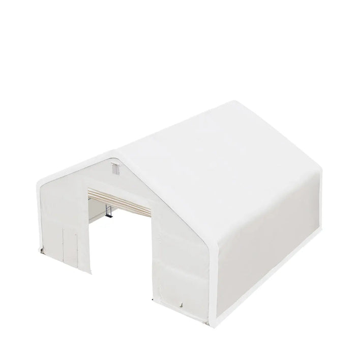 40' x 40' kaksoisristikkorakenteinen varastohalli, jossa on kestävä 21 unssin PVC-katos ja läpiajo-ovet, TMG-DT4041