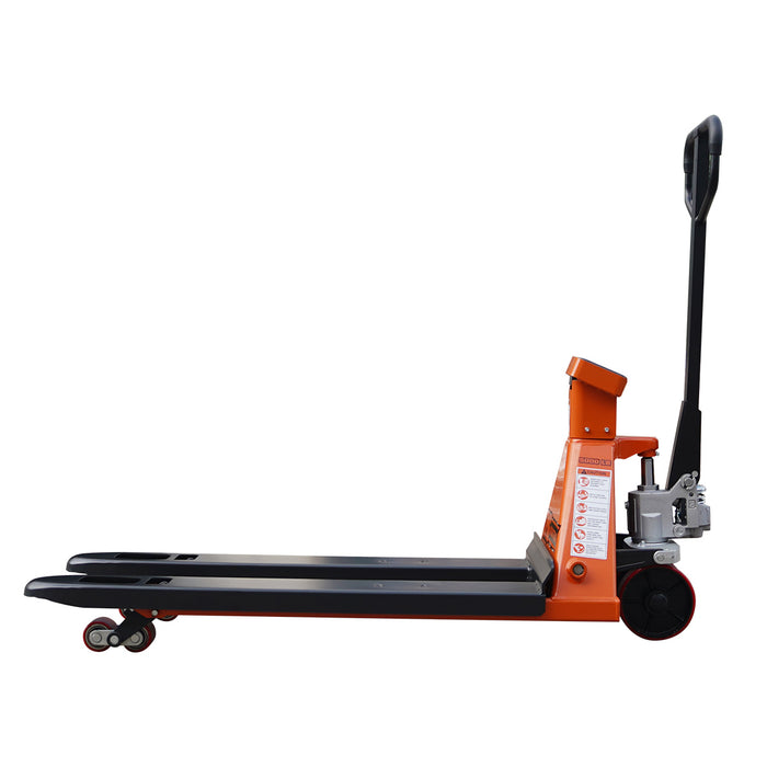 TMG-FPJ50SN 5000 lb narrow pallet jack with scale, 45" forks and 2" LCD display
