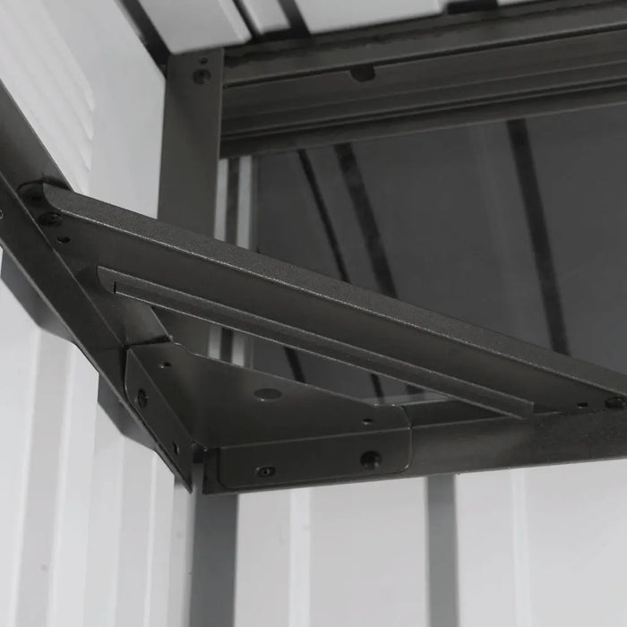 TMG-MS0507P-PRO 5x7 Pro Series galvanized metal shed with 79 inch pent roof, skylight, vents, and 34x68 inch lockable door for secure outdoor storage