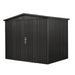 TMG-MS0608-PRO 6x8 Pro Series galvanized metal shed with 79 inch apex roof, vents, and 50x68 inch lockable door for secure weather-resistant outdoor storage