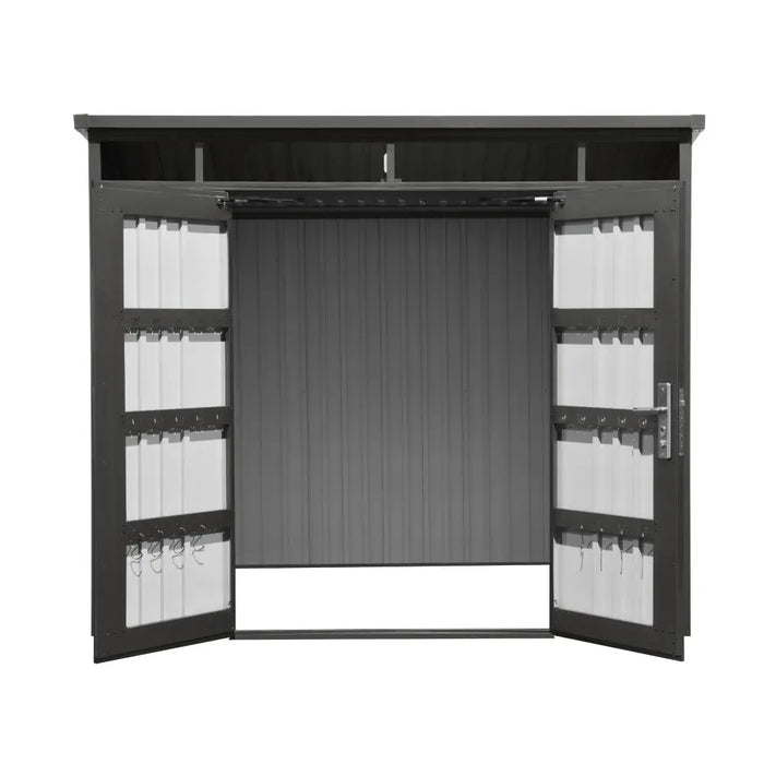 TMG-MS0608P-PRO 6x8 Pro Series galvanized metal shed with 79 inch pent roof, skylight, vents, and 50x68 inch door opening for secure outdoor storage