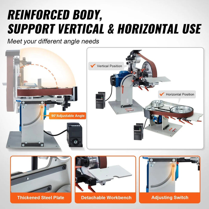 72" Belt Grinder Sander, VFD, 3 Versatile Grinding Moulds, DOBA-BGS72