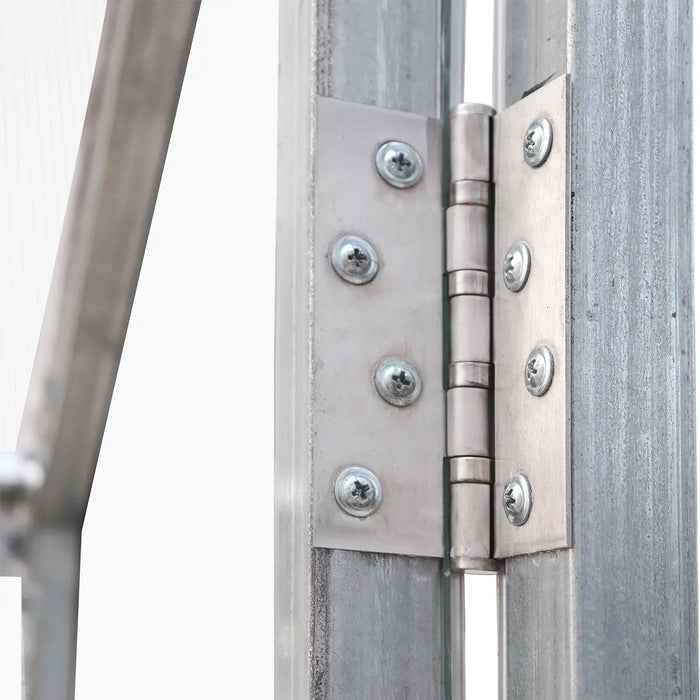 8' x 10' Greenhouse with Galvanized Steel Frame, Polycarbonate Twin-Wall Roof and Crystal-Clear Solid Walls