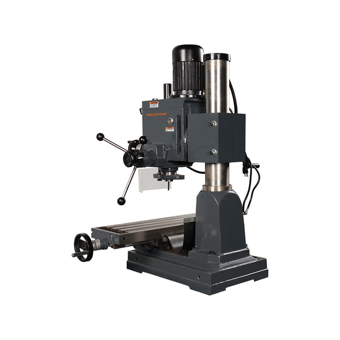 TMG-MT32DM 9" x 32" variable-speed drilling and milling machine with 0.75 kW motor, gear-driven head and horizontal swivel

