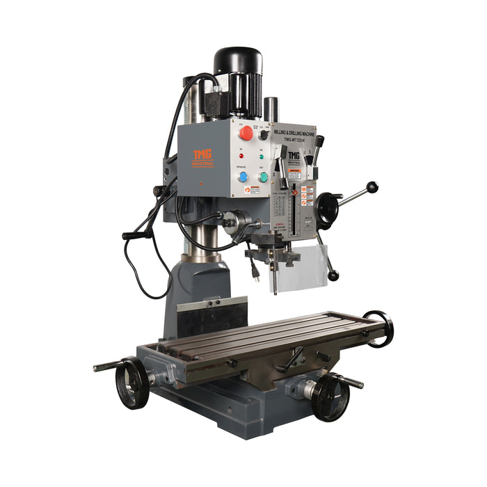 TMG-MT32DM 9" x 32" variable-speed drilling and milling machine with 0.75 kW motor, gear-driven head and horizontal swivel
