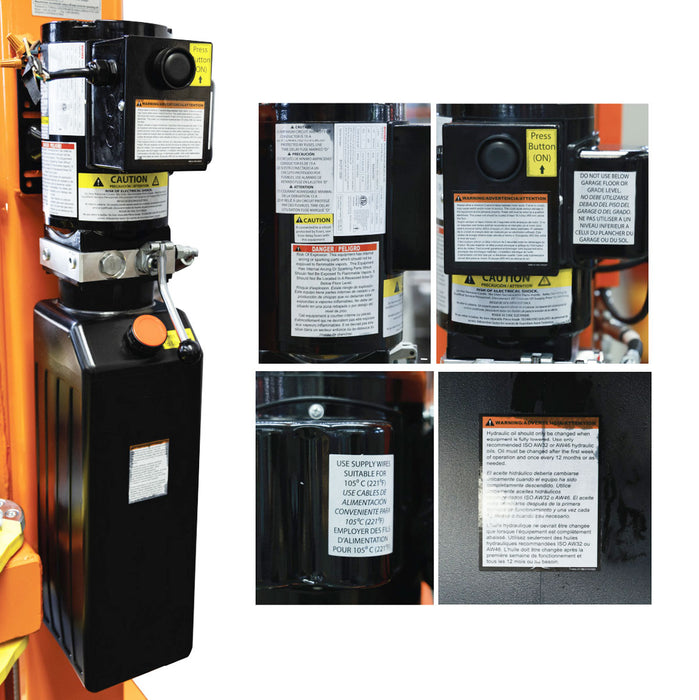 TMG-TO2609 10,000 lb two-post overhead auto lift, ALI certified extended height model
