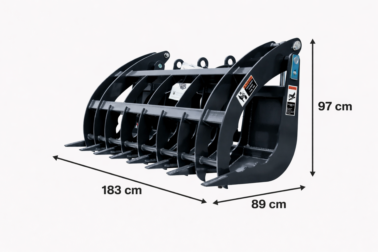 1.83 m Skid Steer Root Rake Clamshell Grapple, Universal Mount, 1.37 m Jaw Opening, 1360 kg Capacity, TMG-SRR75-specifications-image