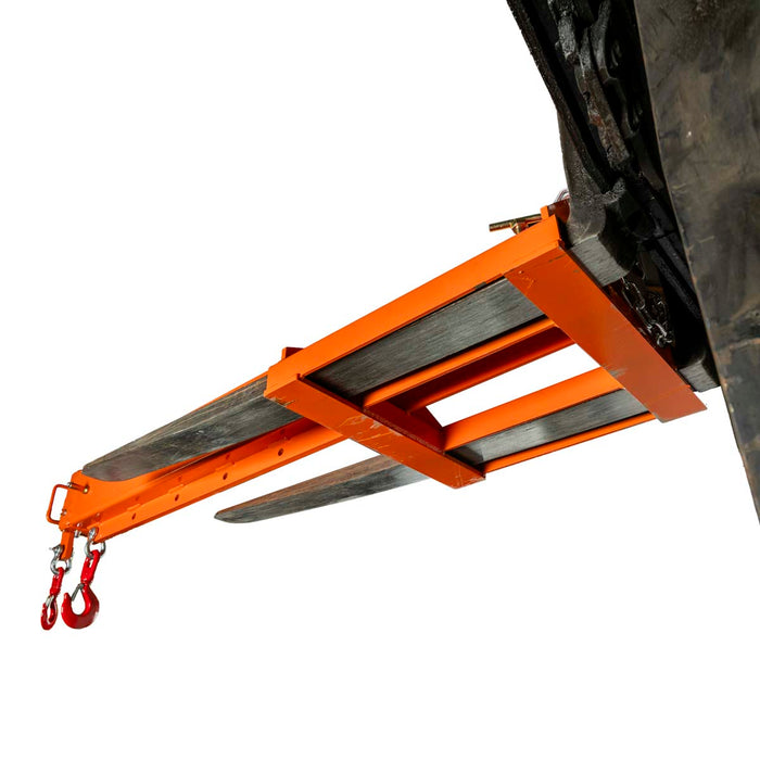 TMG-FJC66 Forklift Telescoping Jib Crane with 6600 lb capacity, adjustable 30” to 138” boom and lock pin shaft
