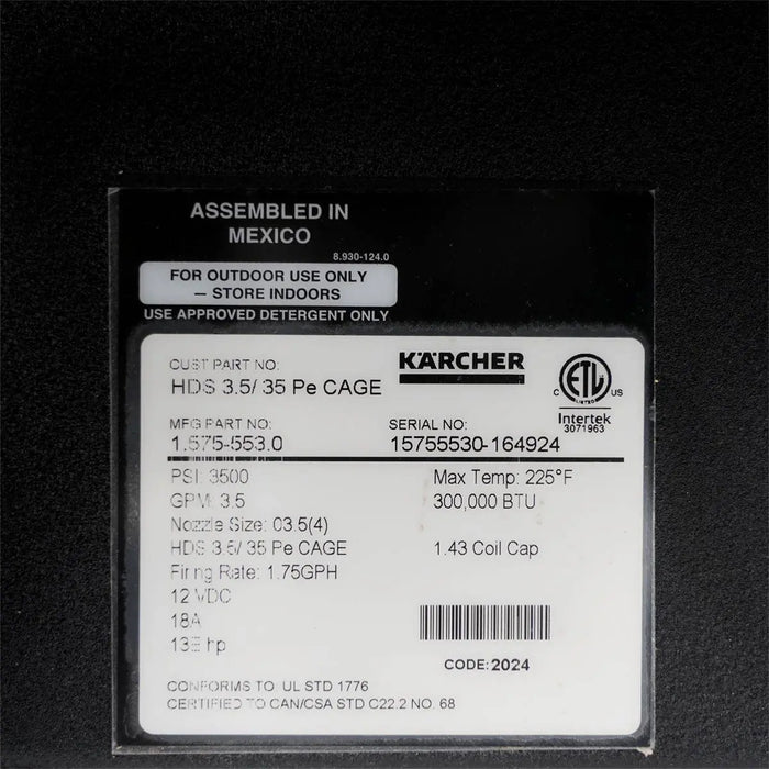 Kärcher Professional 3500 PSI GPM Hot Water Pressure Washer, Honda Engine, 12V Wayne Burner, Mfr Model # HDS 3.5/35 PE/H