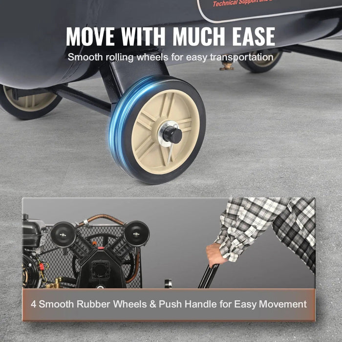 21 gallonan säiliöllä varustettu kaasukäyttöinen ilmakompressori, 7 hv, kannettava ja kestävä rakenne, DOBA-AC21G