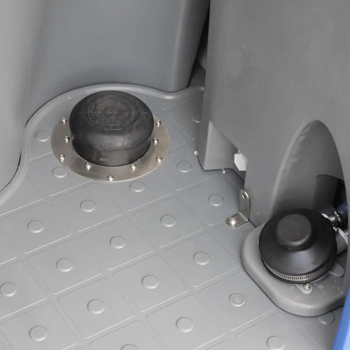 TMG-FMT10F Portable Toilet with urinal, soap dispenser, flush system, 50 Gallon waste tank, and 12 Gallon fresh water tank, ideal for outdoor events and construction sites.