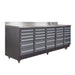 Pro Series 9-Ft 30-Drawer Workbench with Stainless Steel Top, Ball Bearing Double Slides & Casters, TMG-WB930