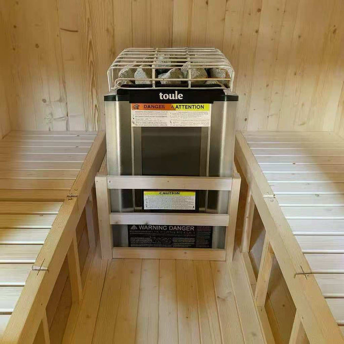 TMG LIVING Outdoor Rustic Cedar Sauna, 4-Person Square Design, Tempered Glass Door TMG-LSN52 TMG Industrial CA