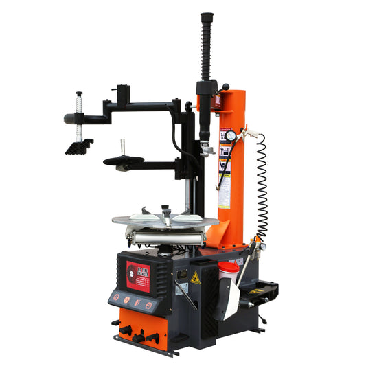 TMG-TC24A Semi Automatic Tire Changer with pneumatic assist arm, 2 HP motor, 12-24″ rim clamping range, CETL certified for Canada and USA
