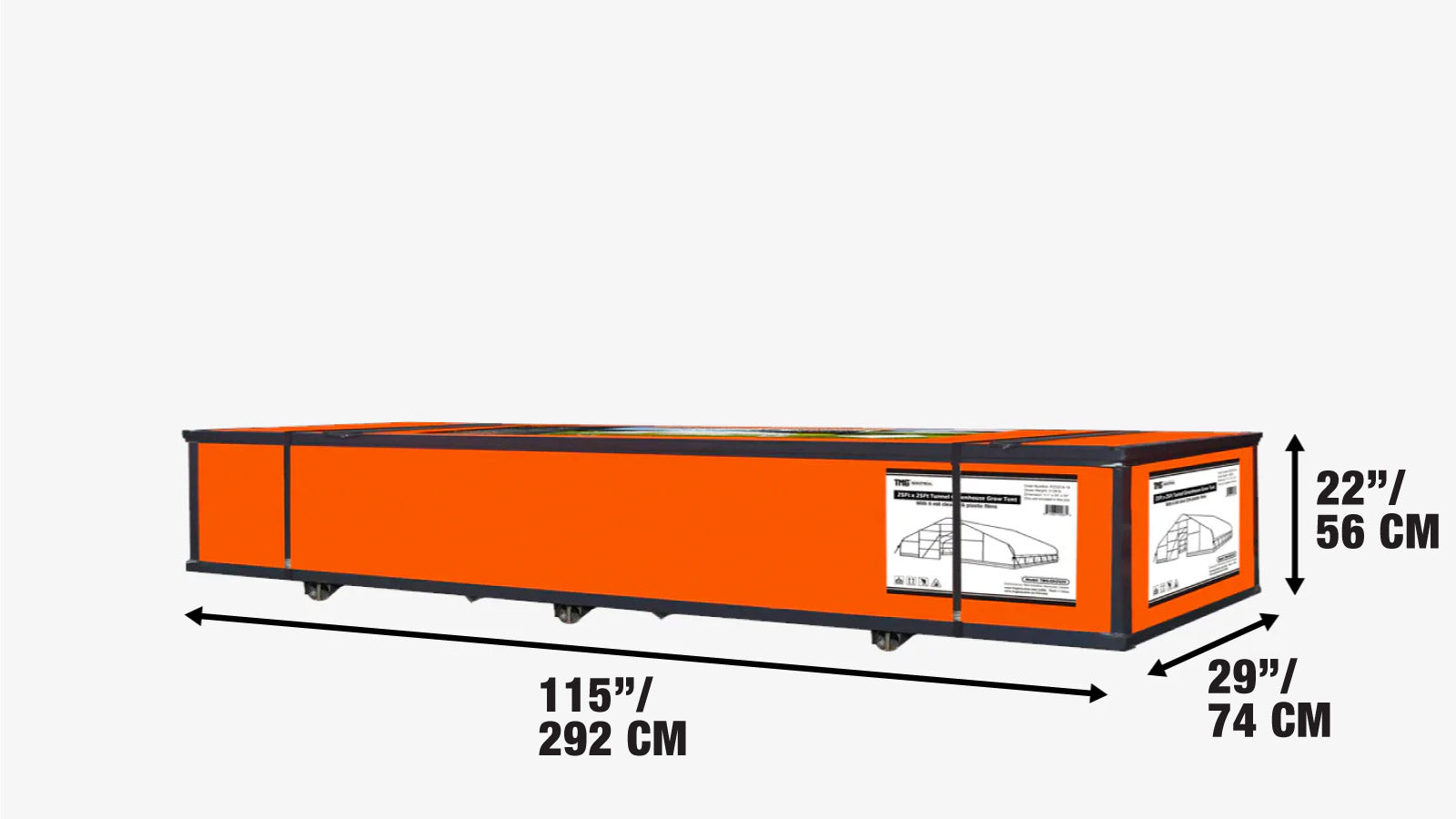 25' x 25' tunnelikasvihuonekasviteltta, jossa 6 Milin kirkas EVA-muovikalvo, kylmärunko, käsikammella rullattavat sivut, huippukatto, TMG-GH2525-shipping-info-image