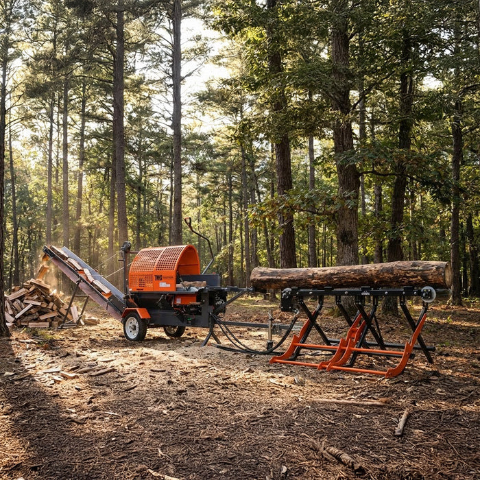 Firewood Processor with Conveyor, 15 HP Gas Engine, 18" STIHL® Chainsaw, ∅15" x 24" Log Capacity TMG-GLS16 TMG Industrial CA