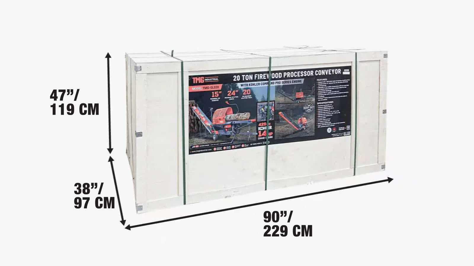 Polttopuun halkaisukone ja kuljetin, 24