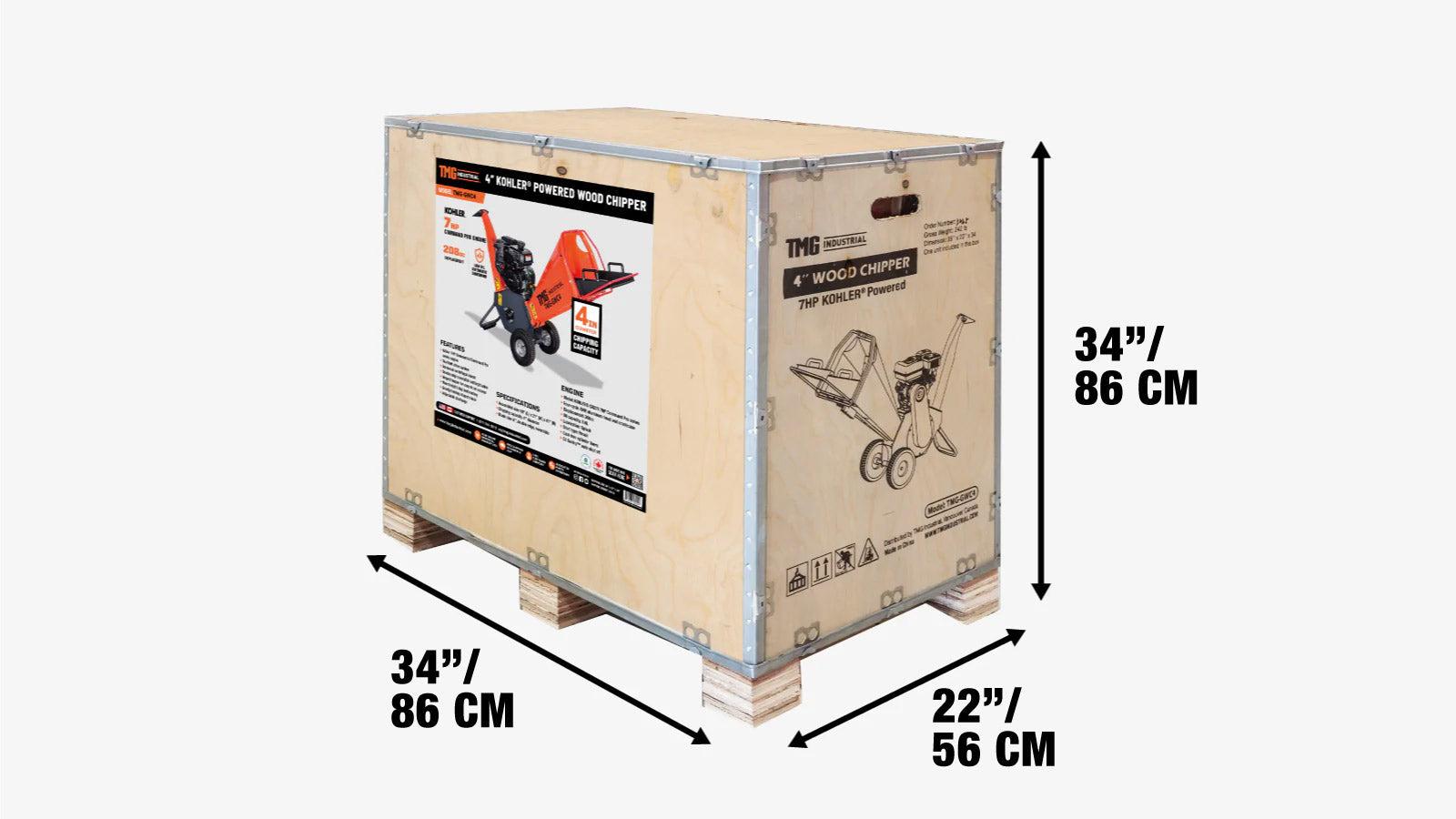 10 cm:n oksasilppuri 7 hv:n Kohler-bensiinimoottorilla, 15 cm:n käännettävät terät, kaksoishihnaveto TMG-GWC4-shipping-info-image