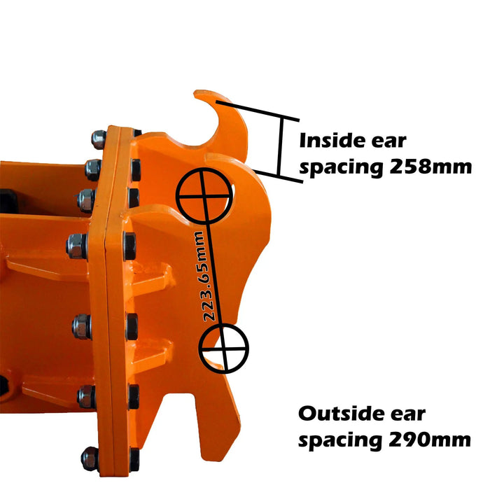 TMG Industrial 4-7 Ton Excavator/Backhoe Hydraulic Breaker, Quick Change (Q/C) Lugging, 2-3/4” Moil Point Chisel, 600 J Impact Energy, TMG-HB70Q