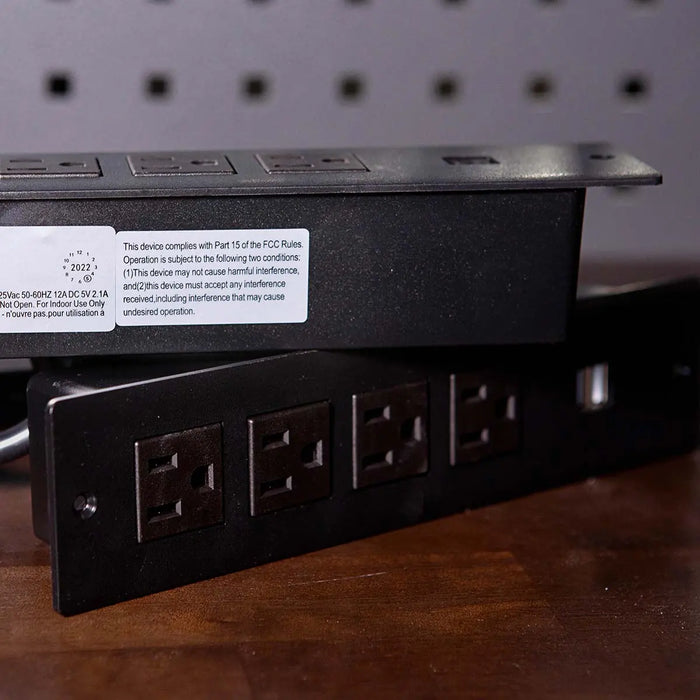 TMG Industrial 10’ Extreme-Duty Steel Garage Workbench w/Pegboards and 4" Bench Vice, Adjustable Shelving, Power Outlets, USB Port, Magnetic Motion LED Lamps, TMG-WBC10