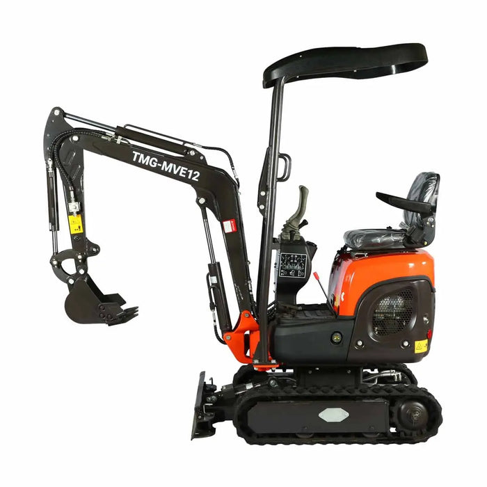 TMG Industrial 1200 KG Mini Compact Excavator, 14 HP Kubota Diesel, KDK Pump, Eaton Motor, Zero Tail Overhang, Adjustable Chassis Width, TMG-MVE12