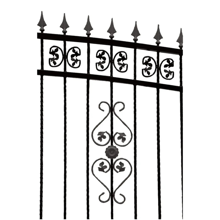 TMG Industrial 16-ft Bi-Parting Deluxe Wrought Iron Ornamental Gate, 100% Solid Forged Steel, Powder Coated, TMG-MG16