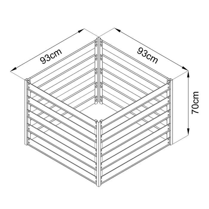 TMG Industrial 160 Gallon Slatted Metal Composter, Galvanized/Powder Coated, TMG-MCP37