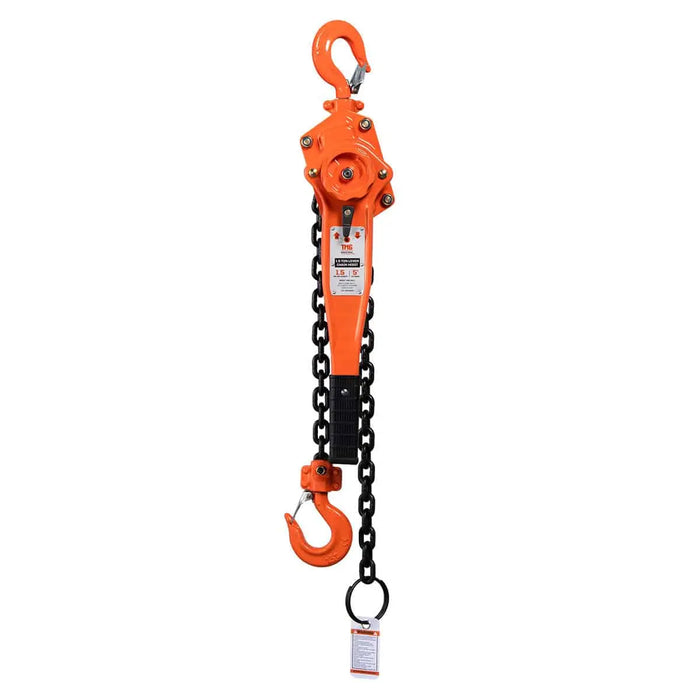 TMG Industrial 1.5 Ton 5' Lift Lever Chain Hoist, Twin Pawl Brakes, ASME B30.21, TMG-AHL2