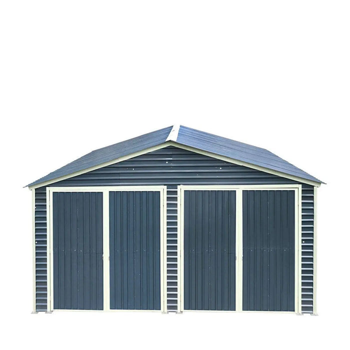 TMG Industrial 20’ x 20’ Metal Garage Shed with 9' High Double Front Doors, 13' Peak Height, Side Entry Door, 400 Sq-Ft Floor Space, TMG-MS2020