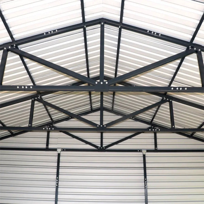 TMG Industrial 20’ x 20’ Metal Garage Shed with 9' High Double Front Doors, 13' Peak Height, Side Entry Door, 400 Sq-Ft Floor Space, TMG-MS2020