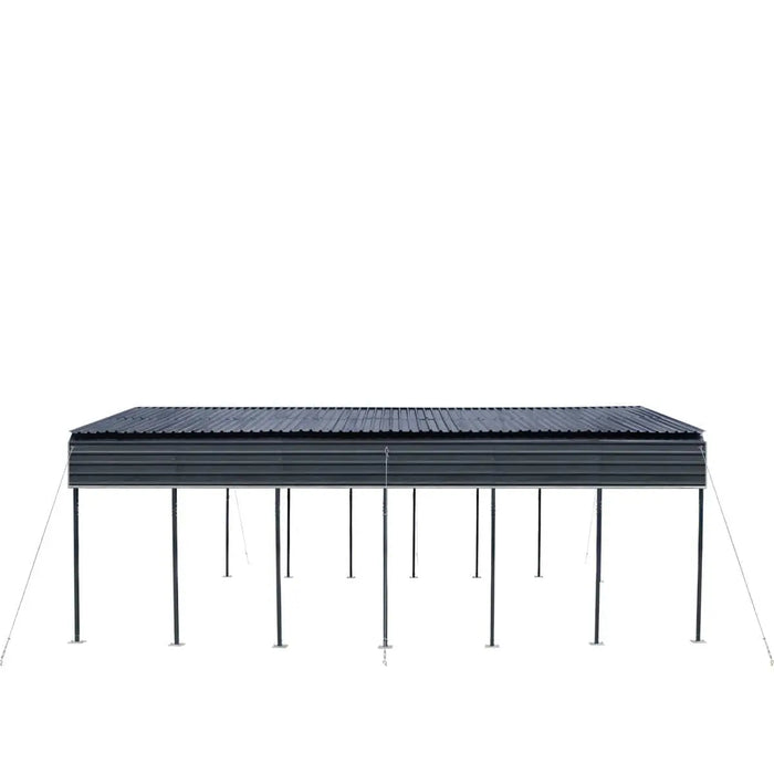 TMG Industrial 20’ x 30’ Metal Shed Carport, 10’ Open Sidewalls, 600 Sq-Ft, 27 GA Corrugated Panels, TMG-MSC2030